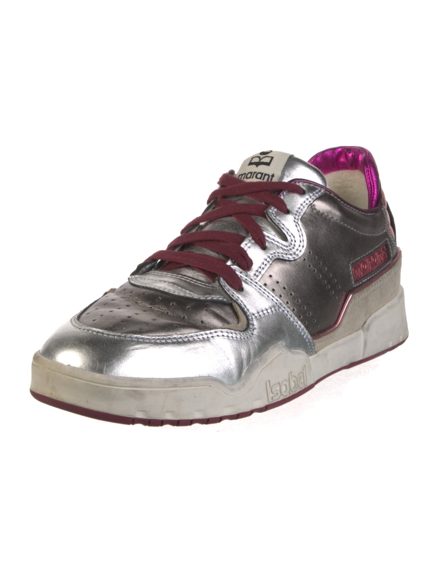 Isabel Marant Leather Colorblock Pattern Sneakers