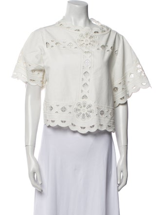 Isabel Marant Lace Pattern Mock Neck Crop Top
