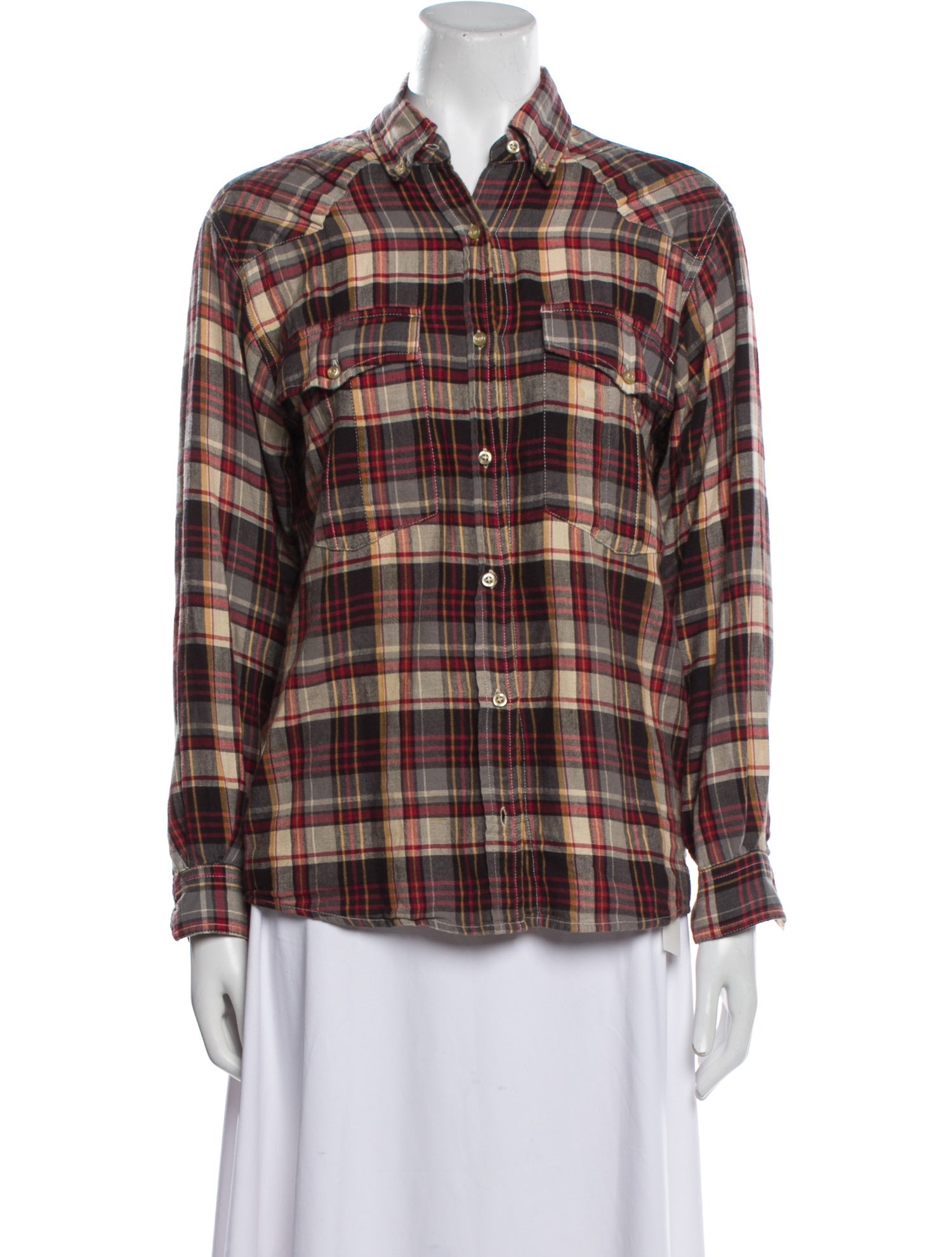 Étoile Isabel Marant Plaid Print Long Sleeve Button-Up Top