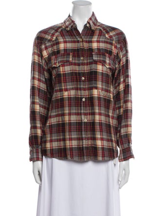 Étoile Isabel Marant Plaid Print Long Sleeve Button-Up Top