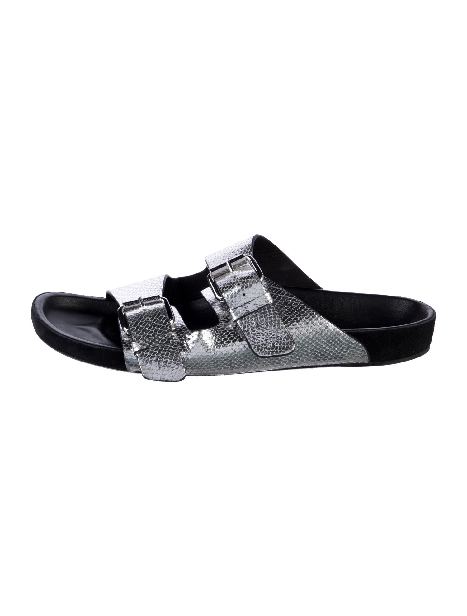 Isabel Marant Embossed Leather Animal Print Slides