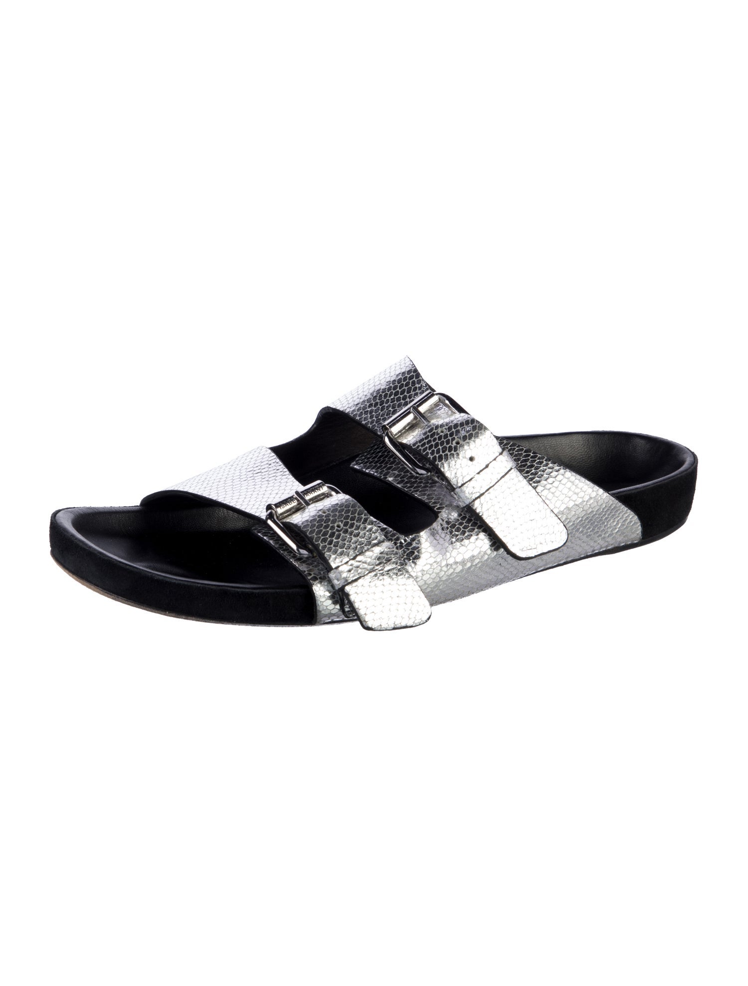 Isabel Marant Embossed Leather Animal Print Slides