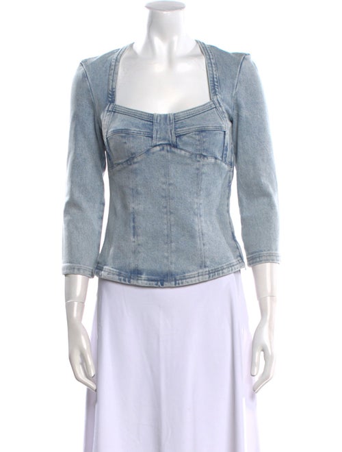 Isabel Marant Square Neckline Three-Quarter Sleeve Crop Top