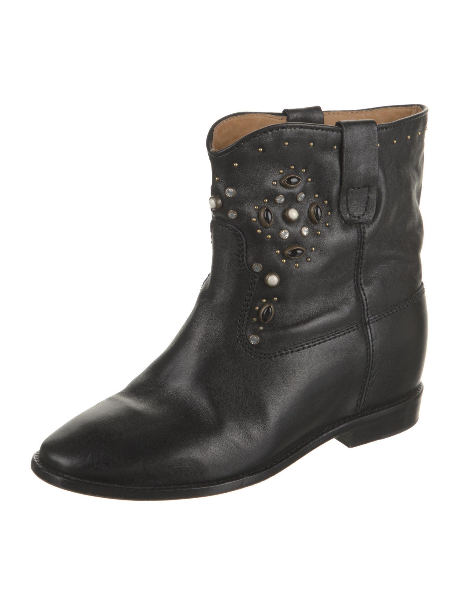 Isabel Marant Leather Studded Accents Combat Boots