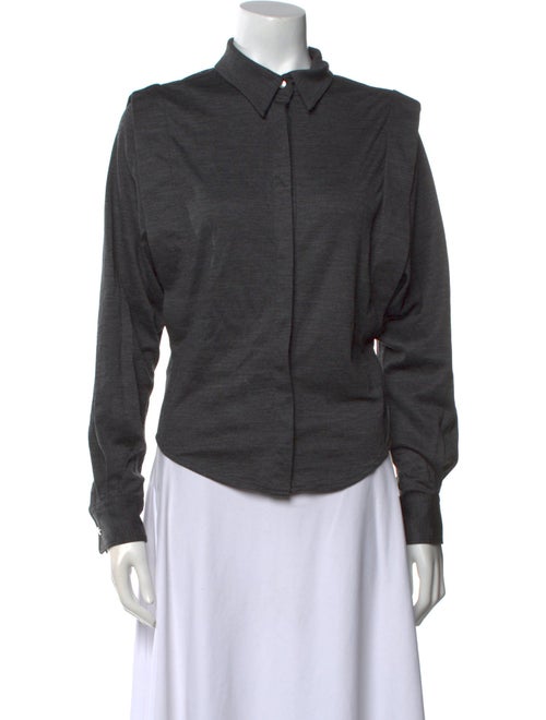 Isabel Marant Virgin Wool Long Sleeve Button-Up Top