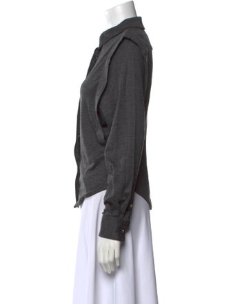 Isabel Marant Virgin Wool Long Sleeve Button-Up Top