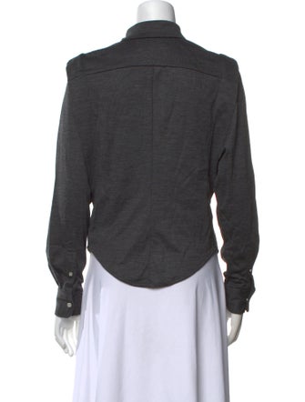Isabel Marant Virgin Wool Long Sleeve Button-Up Top