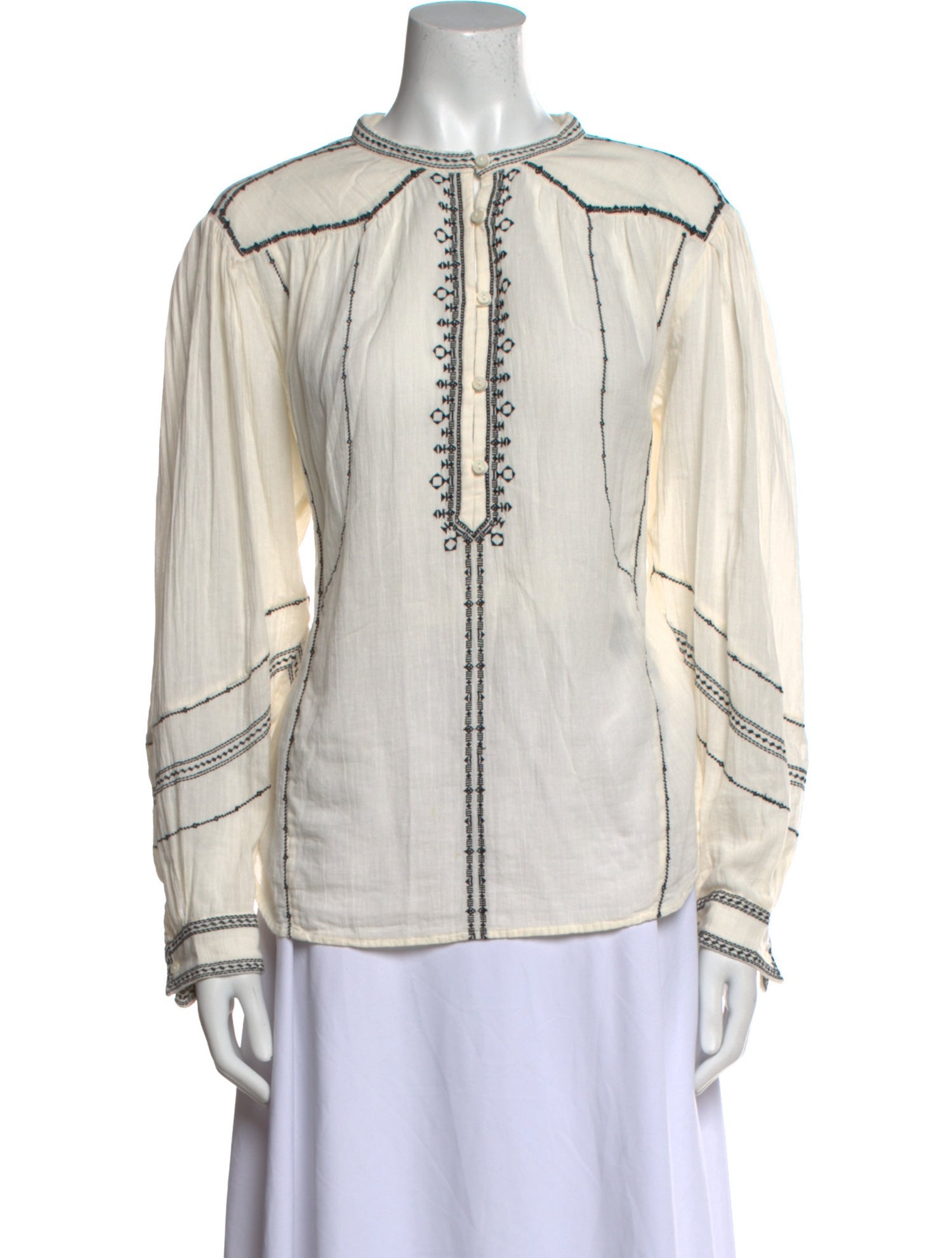 Étoile Isabel Marant Mock Neck Long Sleeve Button-Up Top