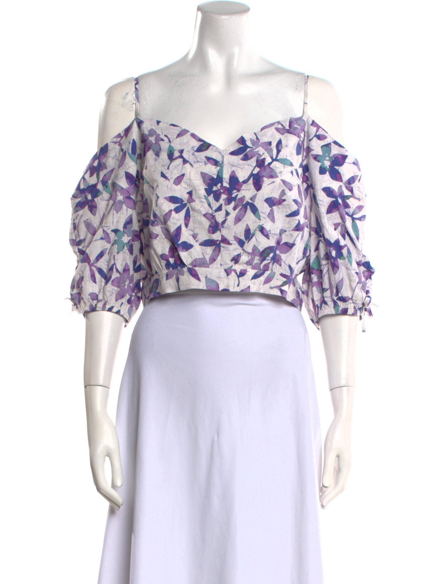 Isabel Marant Floral Print Off-The-Shoulder Crop Top w/ Tags