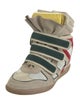 Isabel Marant Suede Colorblock Pattern Wedge Sneakers