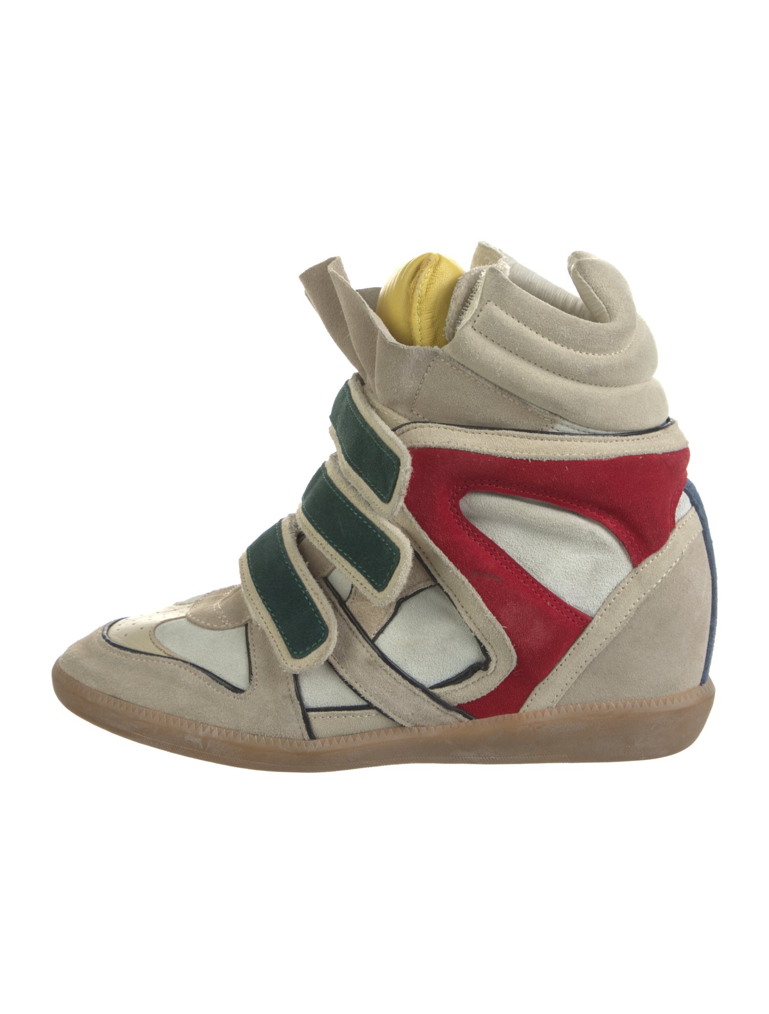 Isabel Marant Suede Colorblock Pattern Wedge Sneakers