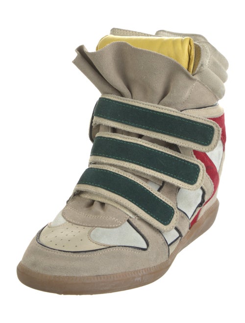 Isabel Marant Suede Colorblock Pattern Wedge Sneakers
