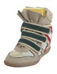 Isabel Marant Suede Colorblock Pattern Wedge Sneakers