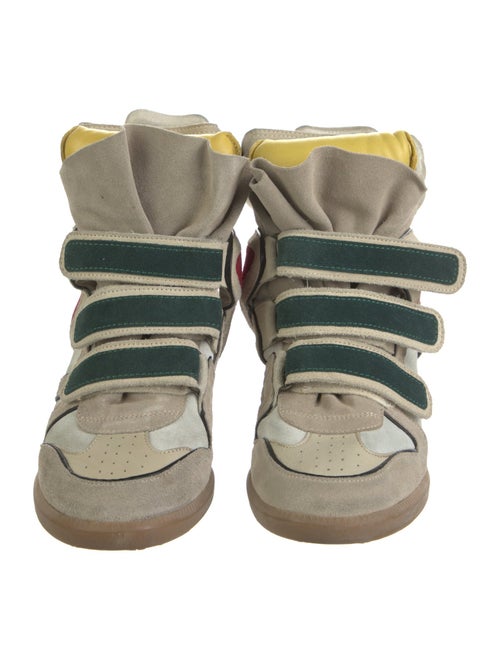 Isabel Marant Suede Colorblock Pattern Wedge Sneakers