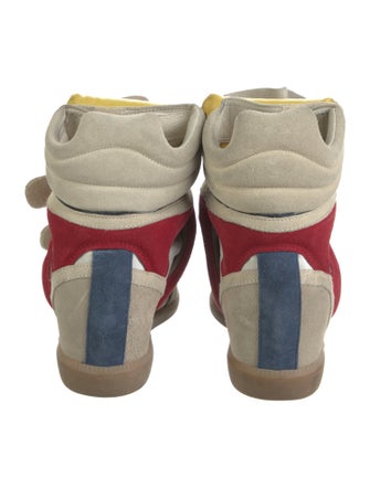 Isabel Marant Suede Colorblock Pattern Wedge Sneakers