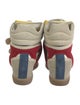 Isabel Marant Suede Colorblock Pattern Wedge Sneakers