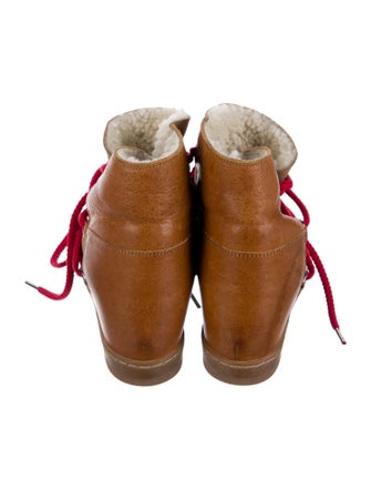 Isabel Marant Leather Colorblock Pattern Lace-Up Boots