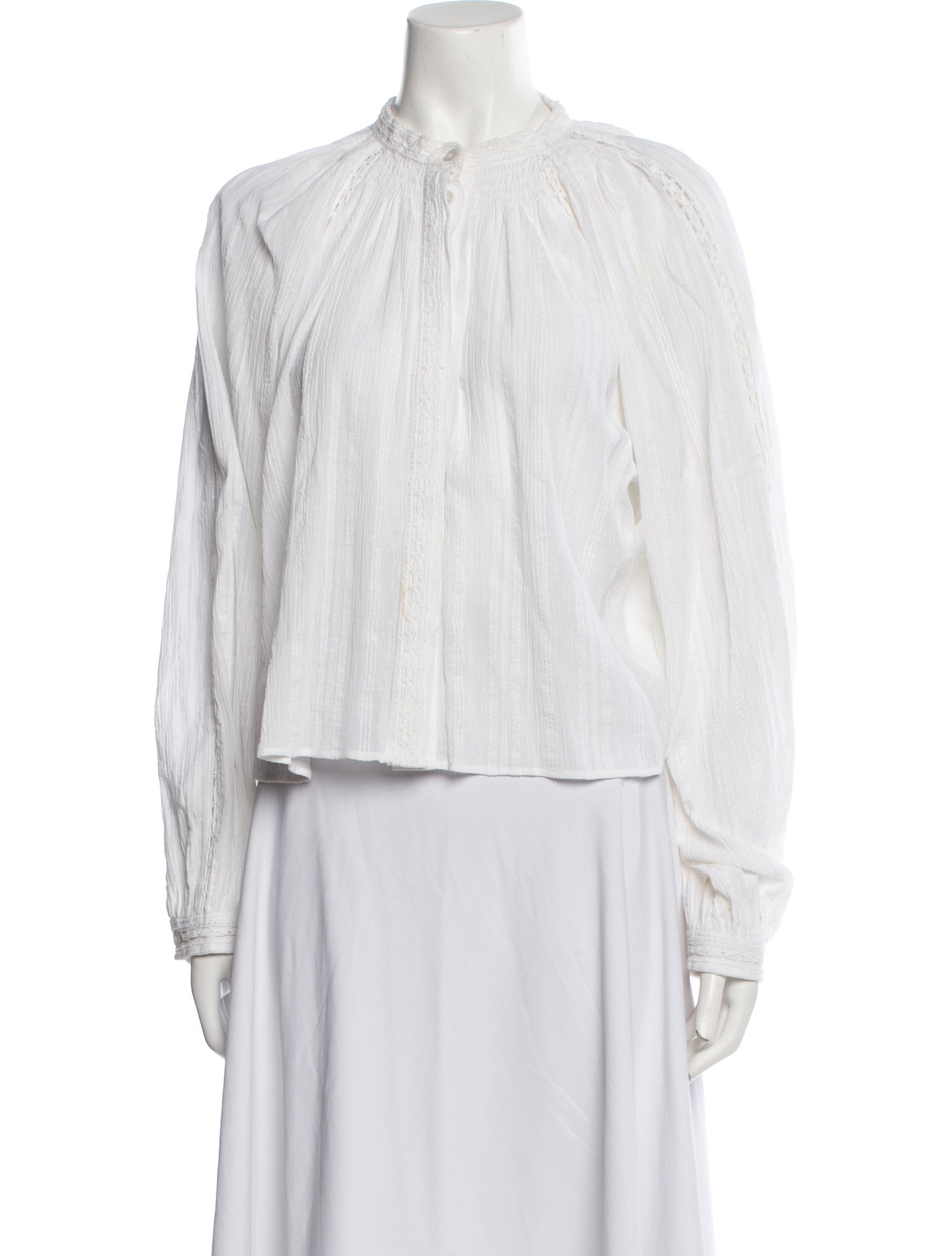 Isabel Marant Mock Neck Long Sleeve Button-Up Top