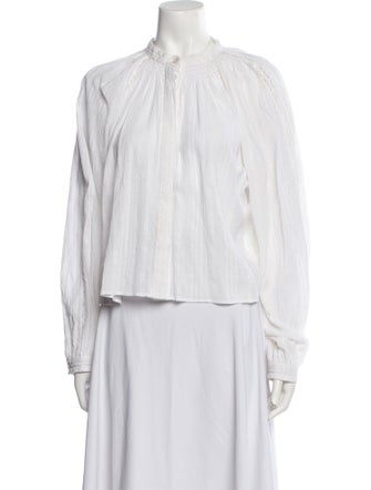 Isabel Marant Mock Neck Long Sleeve Button-Up Top