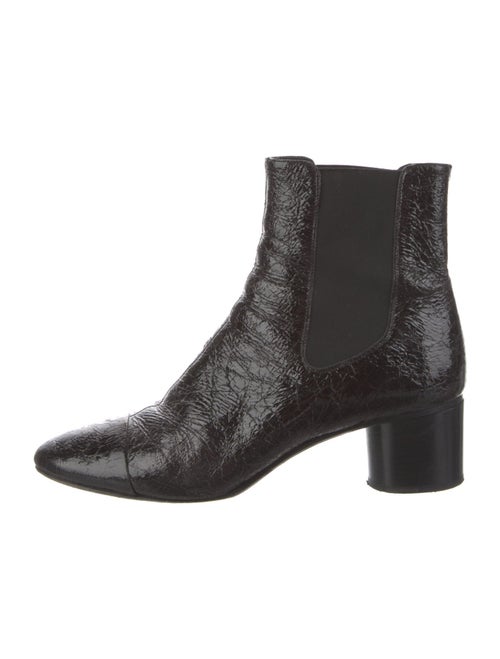 Isabel Marant Patent Leather Grosgrain Trim Chelsea Boots