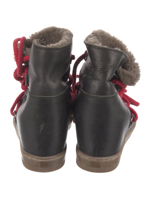 Isabel Marant Leather Fur Trim Lace-Up Boots