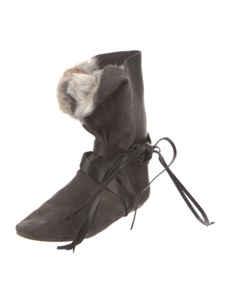 Isabel Marant Suede Fur Trim Boots