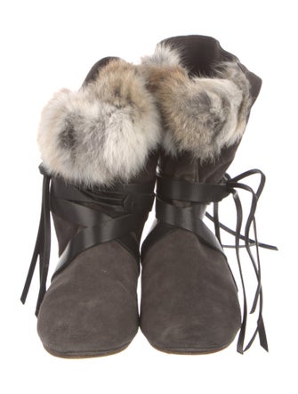 Isabel Marant Suede Fur Trim Boots