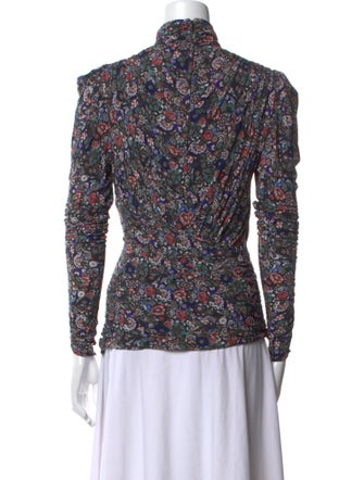 Isabel Marant Floral Print Mock Neck Blouse