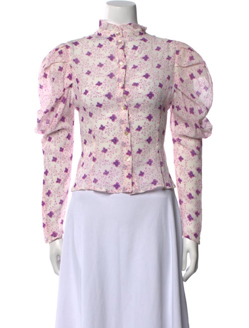 Isabel Marant Floral Print Mock Neck Crop Top