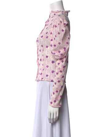 Isabel Marant Floral Print Mock Neck Crop Top