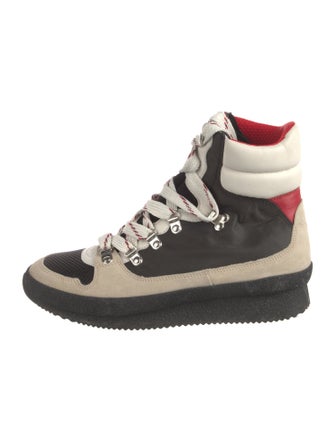 Isabel Marant Suede Colorblock Pattern Wedge Sneakers