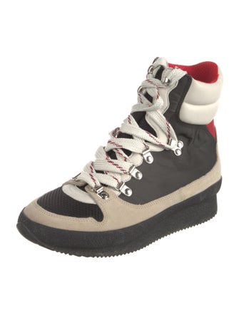 Isabel Marant Suede Colorblock Pattern Wedge Sneakers