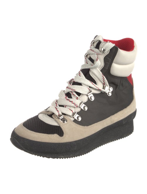 Isabel Marant Suede Colorblock Pattern Wedge Sneakers