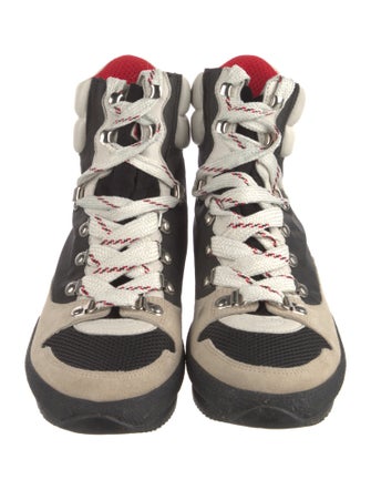 Isabel Marant Suede Colorblock Pattern Wedge Sneakers