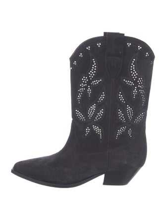 Isabel Marant Suede Embroidered Accent Western Boots