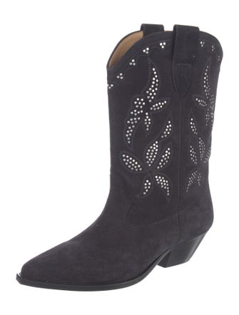 Isabel Marant Suede Embroidered Accent Western Boots