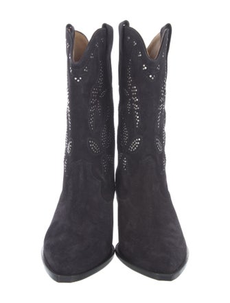 Isabel Marant Suede Embroidered Accent Western Boots
