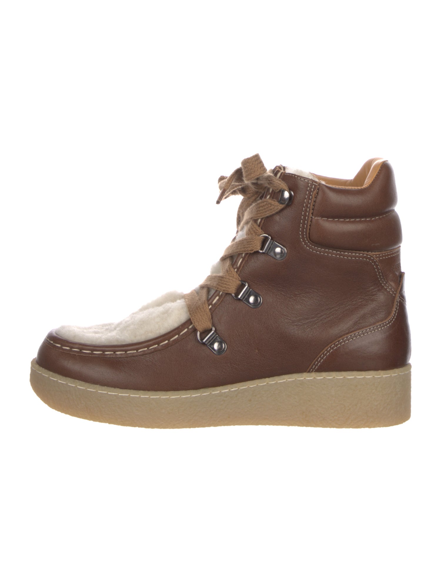 Isabel Marant Leather Colorblock Pattern Lace-Up Boots