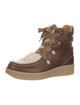 Isabel Marant Leather Colorblock Pattern Lace-Up Boots