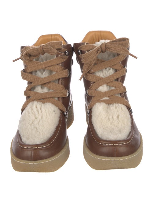Isabel Marant Leather Colorblock Pattern Lace-Up Boots
