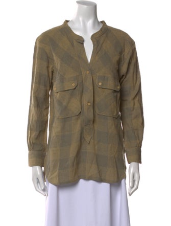 Isabel Marant Silk Plaid Print Button-Up Top