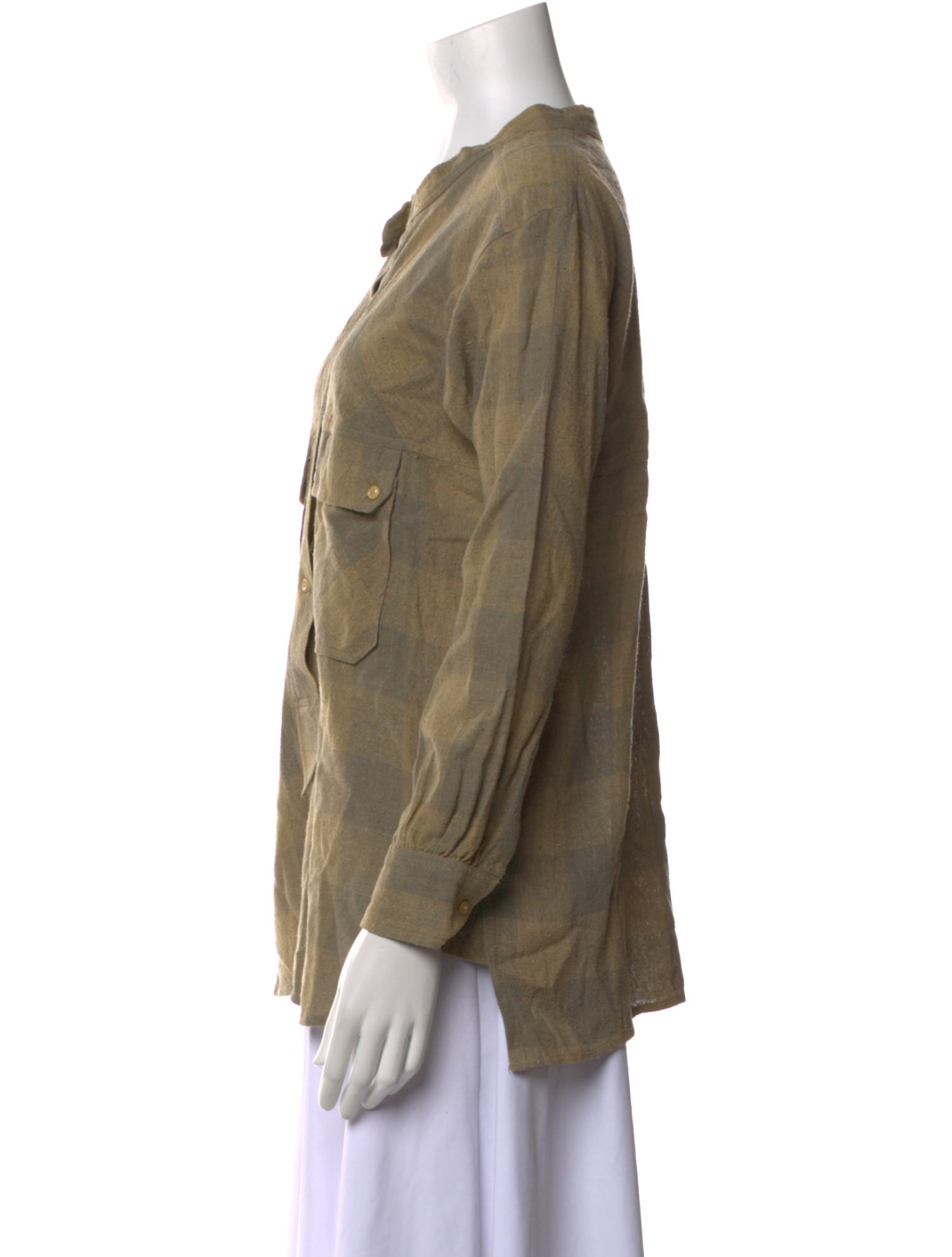 Isabel Marant Silk Plaid Print Button-Up Top