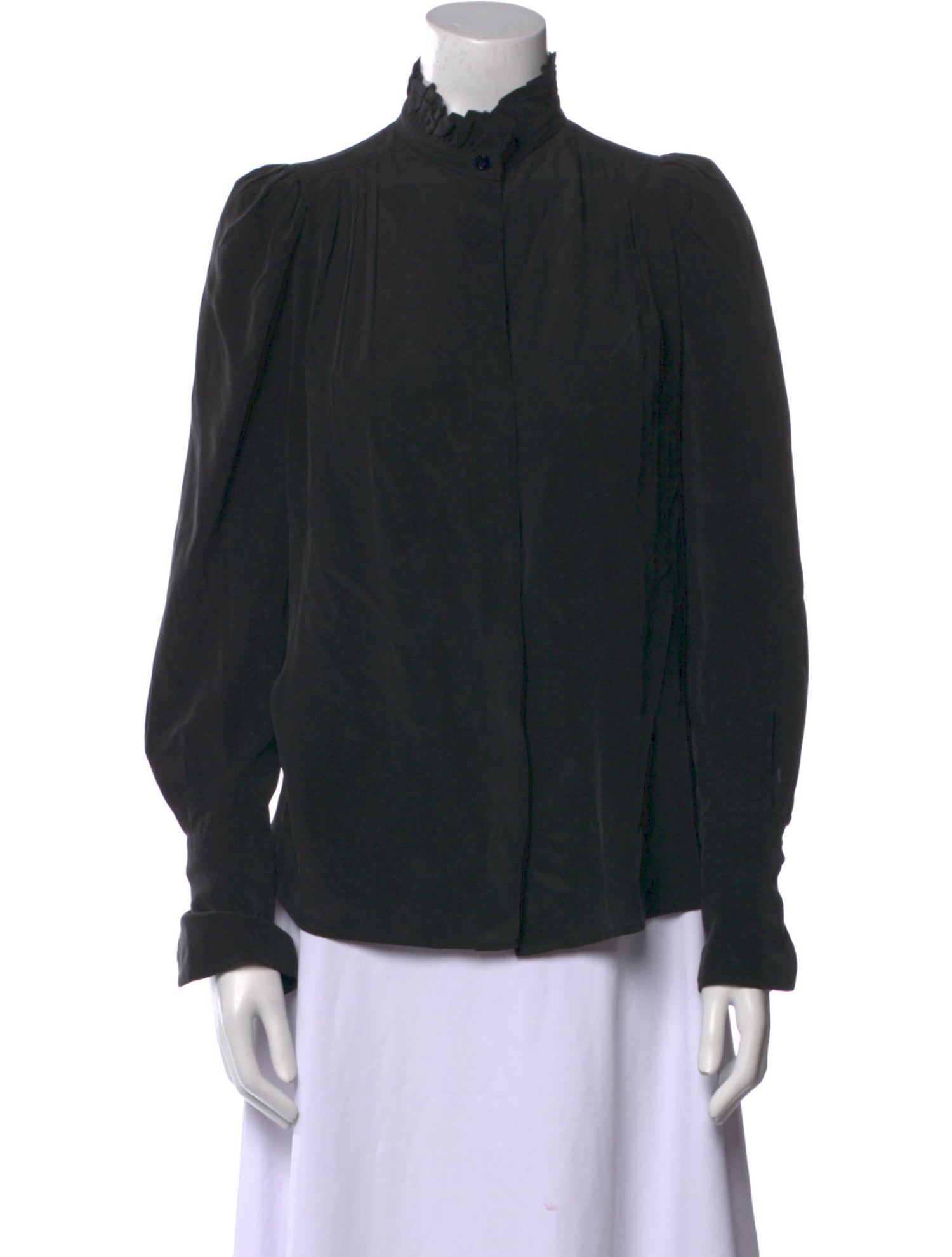 Isabel Marant Silk Mock Neck Button-Up Top