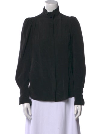 Isabel Marant Silk Mock Neck Button-Up Top