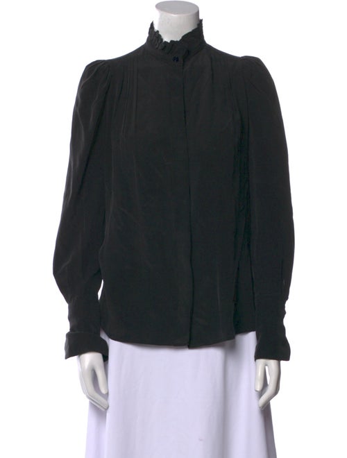 Isabel Marant Silk Mock Neck Button-Up Top