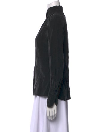 Isabel Marant Silk Mock Neck Button-Up Top