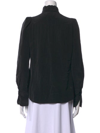 Isabel Marant Silk Mock Neck Button-Up Top