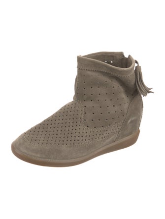 Isabel Marant Suede Tassel Accents Wedge Sneakers