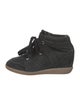 Isabel Marant Suede Colorblock Pattern Wedge Sneakers