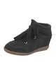 Isabel Marant Suede Colorblock Pattern Wedge Sneakers